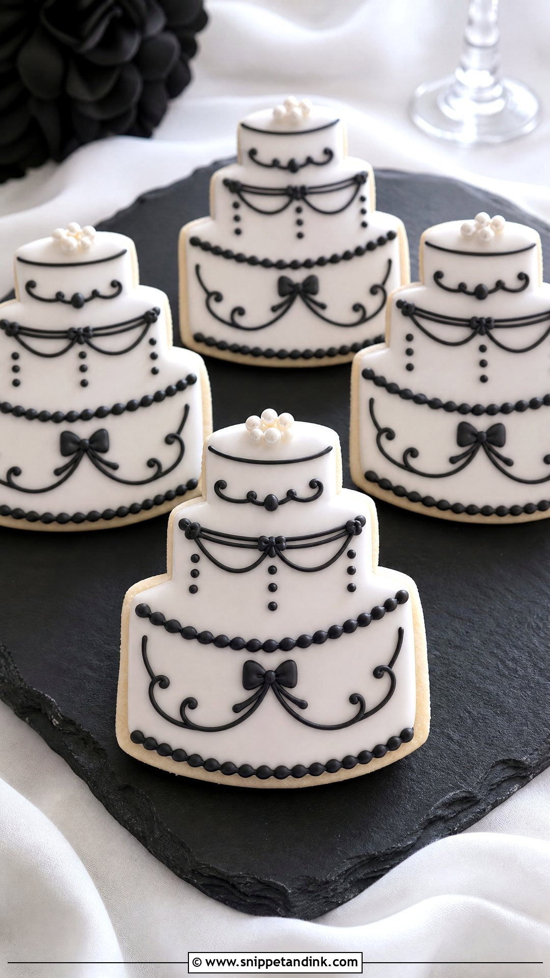 Black And White Wedding Cake Cookies - Snippet and Ink - 30 Wedding Cake Cookies