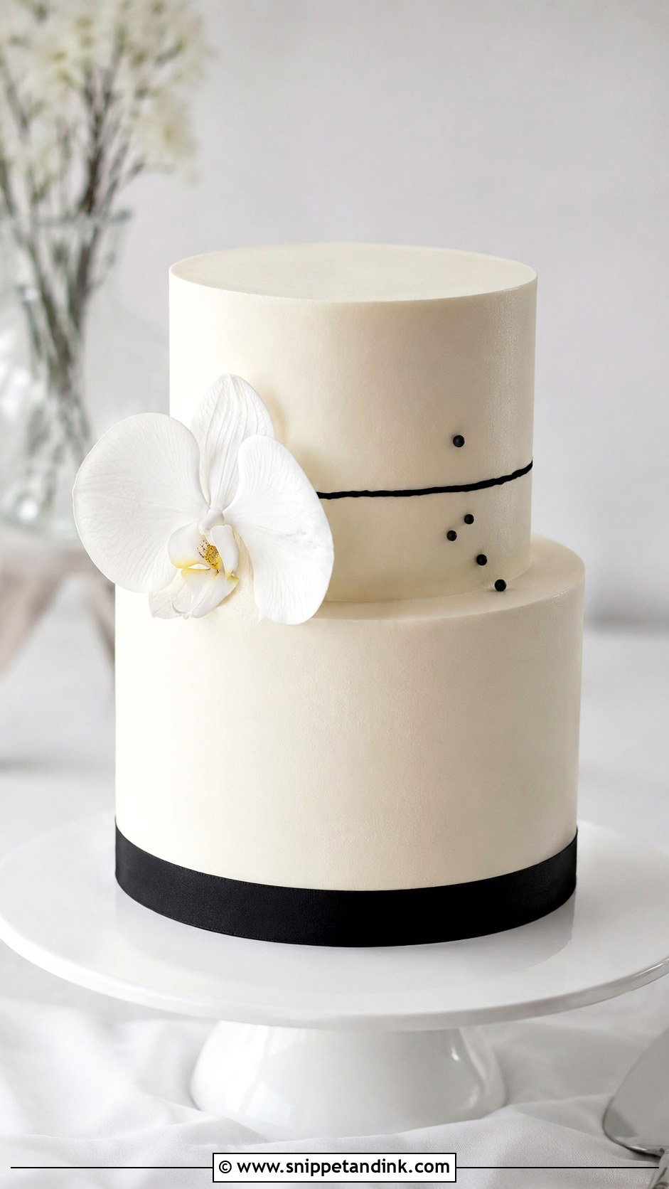 Black And White Wedding Cake With Minimalist Style - Snippet and Ink - 20 Black and White Wedding Cake Ideas