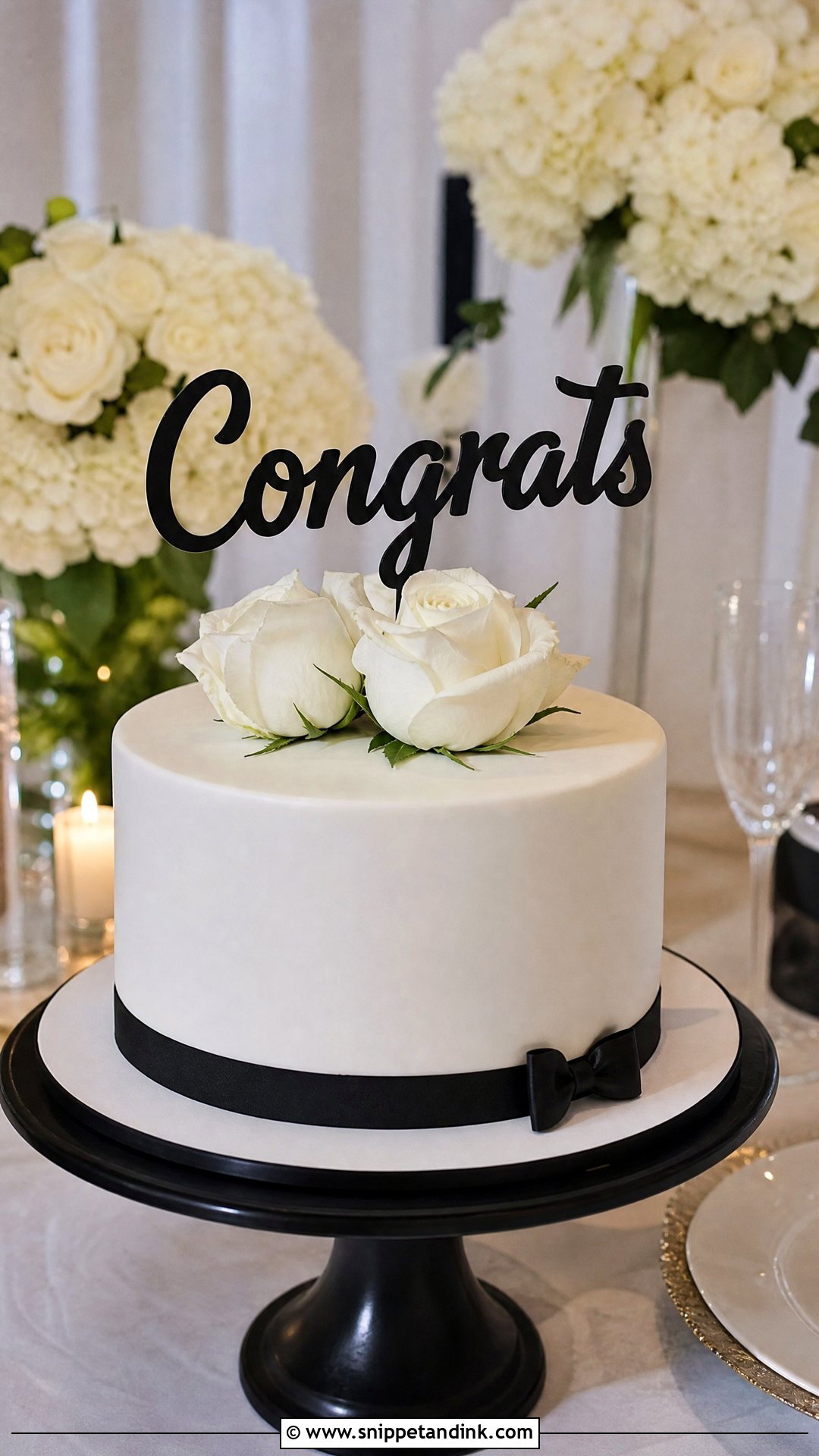Black And White Wedding Congrats Cake - Snippet and Ink - 30 Congrats Cake Ideas for Wedding