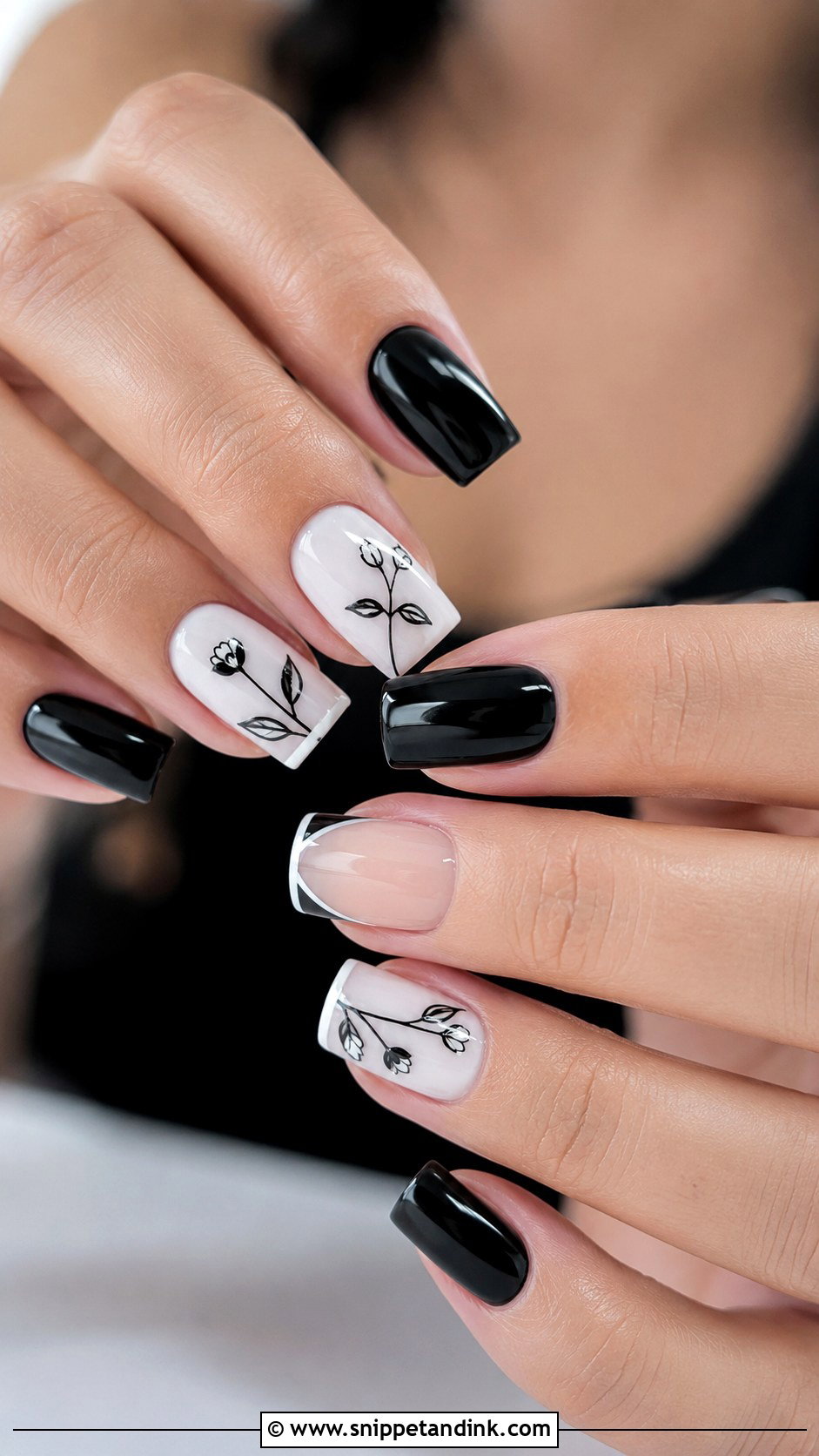 Black And White Wedding Nails - Snippet and Ink - 30 Black Wedding Nails