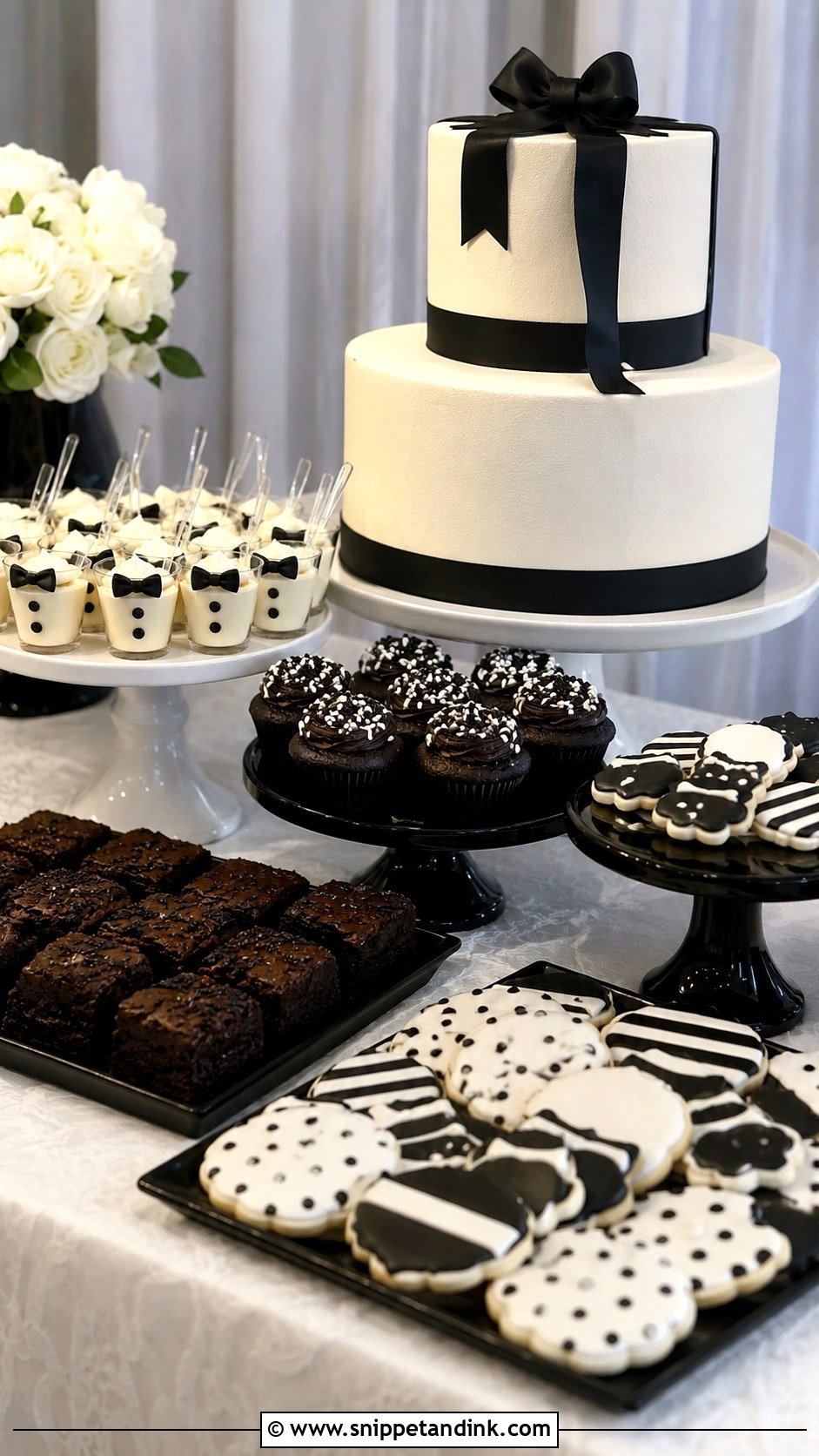 Black And White Wedding Sweet Table - Snippet and Ink - 30 Wedding Sweet Table Ideas