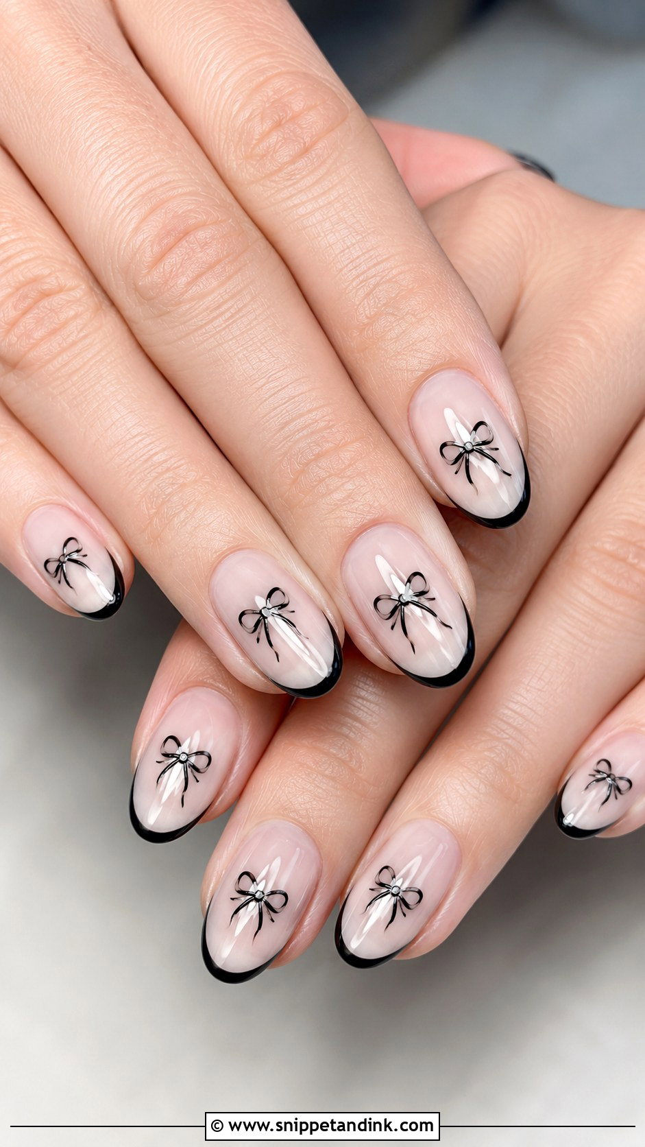 Black Bow Wedding Nails - Snippet and Ink - 20 Black Nails for Wedding