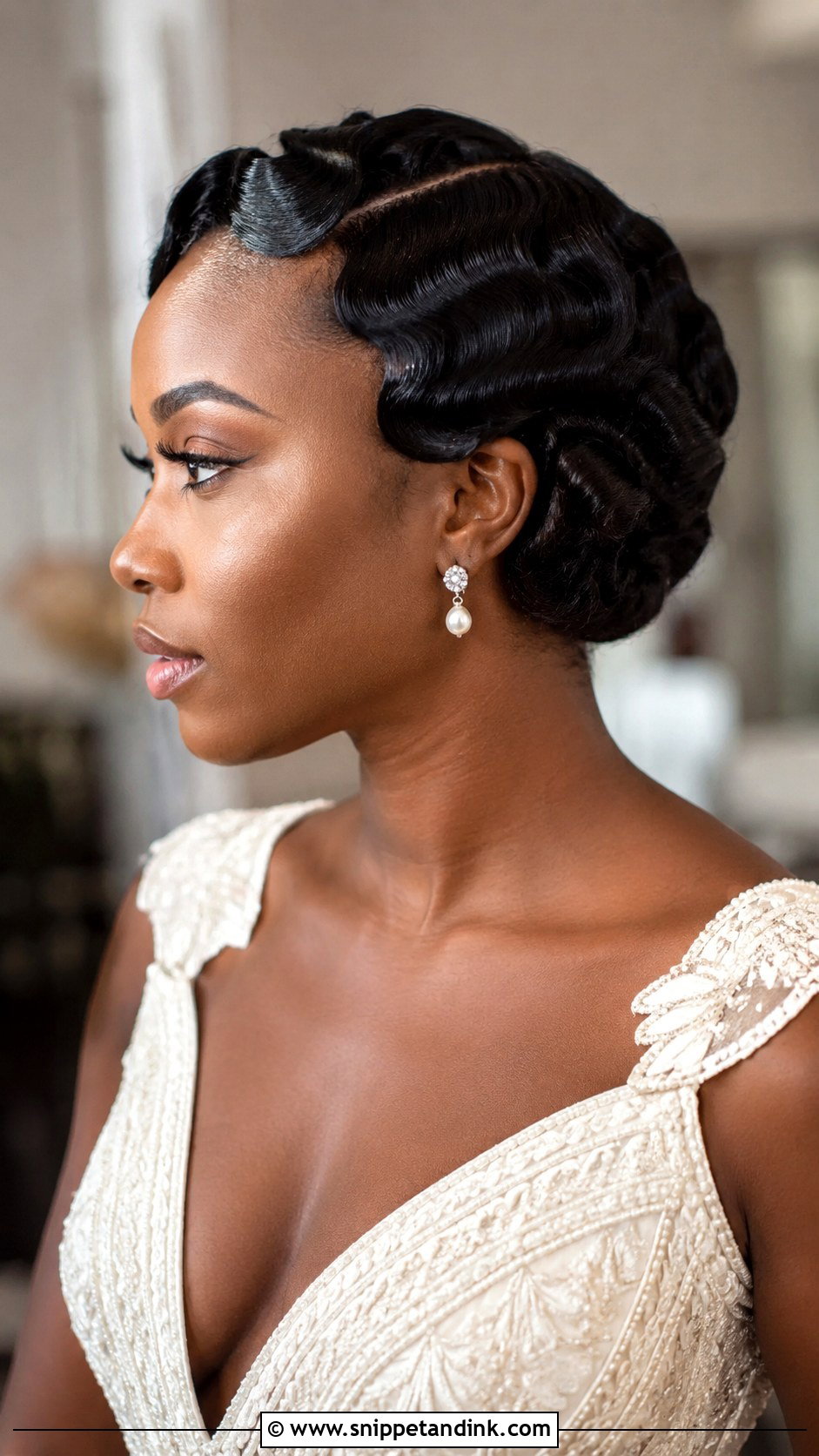 Black Bridal Finger Waves - Snippet and Ink - 20 Black Hair Bridal Hairstyles