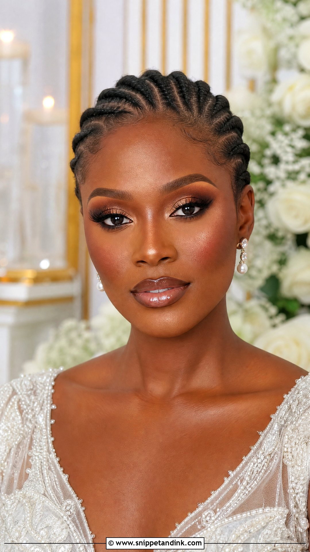 Black Bridal Makeup With Cornrow Braids - Snippet and Ink - 20 Braid Makeup Wedding Ideas
