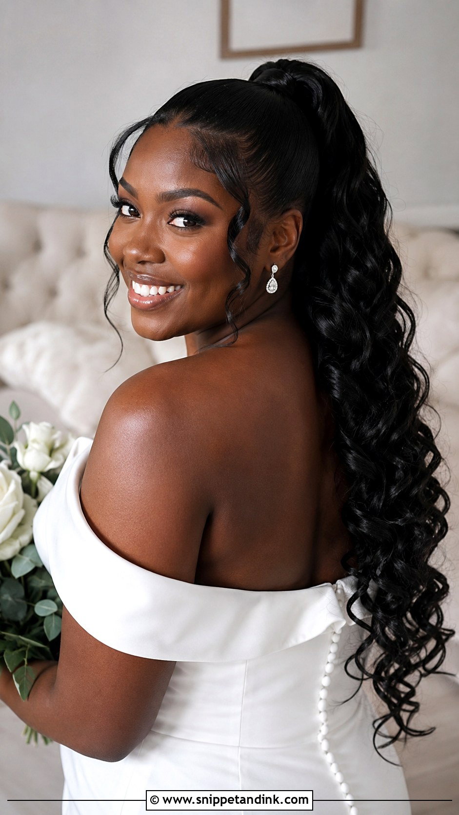 Black Bridal Ponytail - Snippet and Ink - 20 Black Hair Bridal Hairstyles