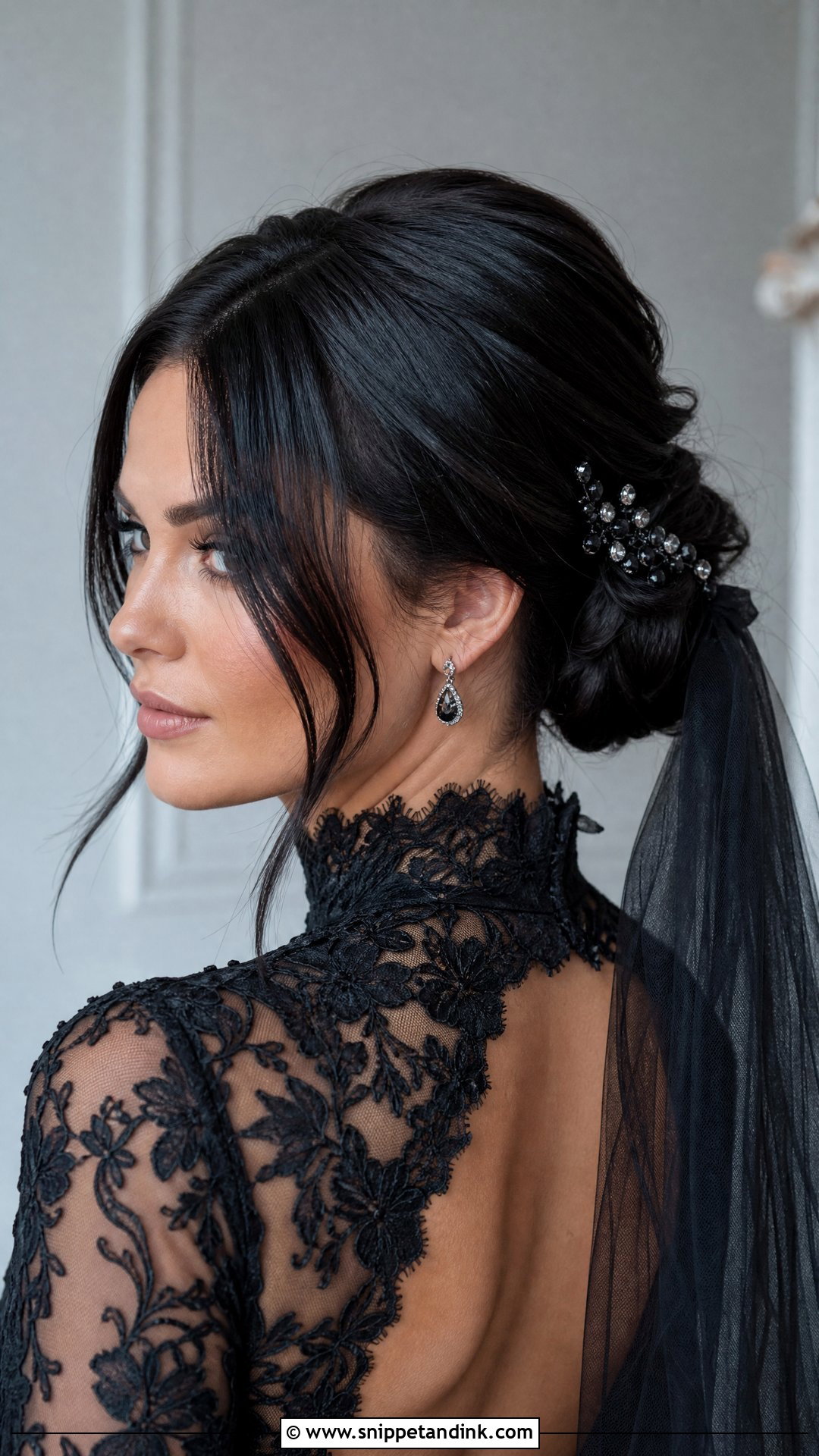 Black Bridal Updo - Snippet and Ink - 15 Goth Bridal Hair Ideas
