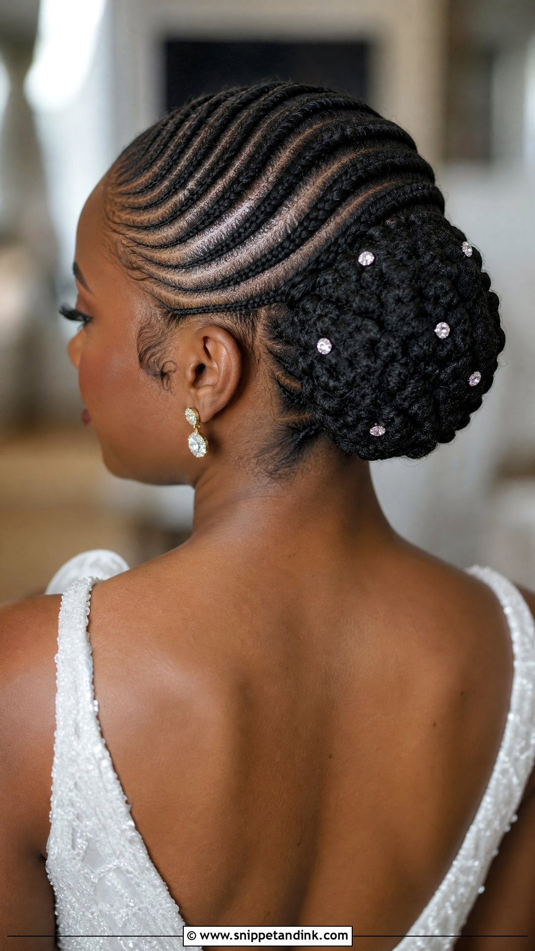 Black Bride Cornrow Bun Wedding Hairstyle - Snippet and Ink - 15 Black Bride Wedding Hairstyles
