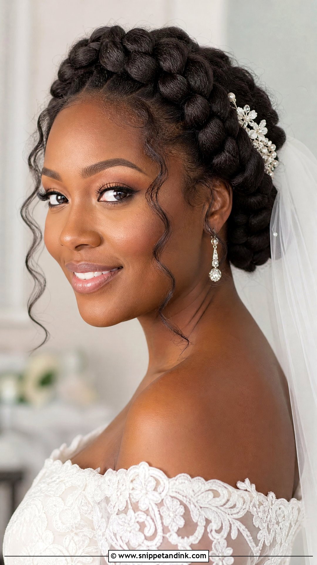 Black Bride Crown Braid Wedding Hairstyle - Snippet and Ink - 15 Black Bride Wedding Hairstyles