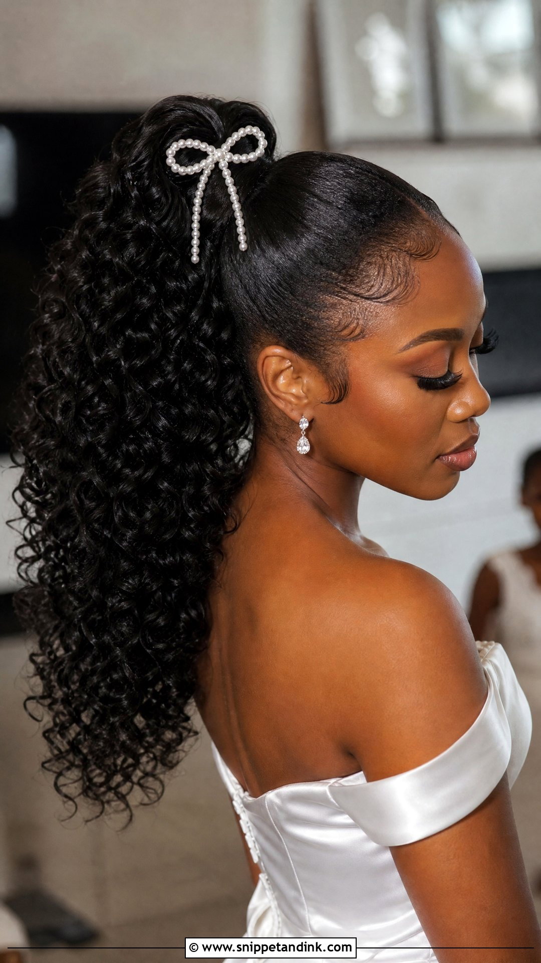Black Bride Curly Ponytail Wedding Hairstyle - Snippet and Ink - 15 Black Bride Wedding Hairstyles