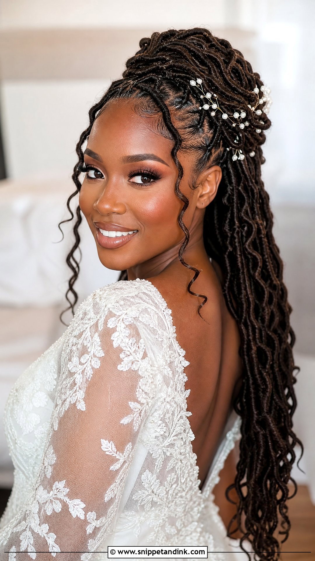 Black Bride Faux Locs Wedding Hairstyle - Snippet and Ink - 15 Black Bride Wedding Hairstyles