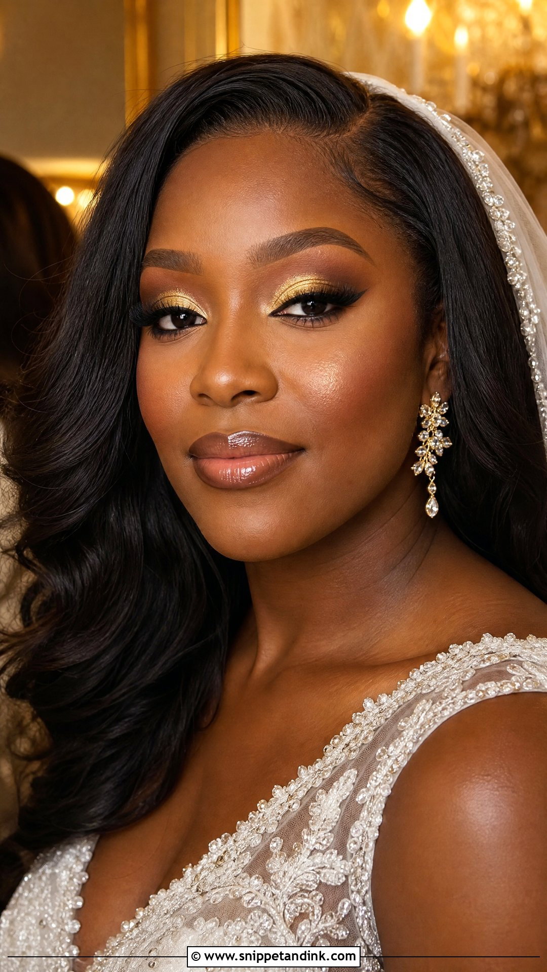 Black Bride Gold Eyeshadow Makeup - Snippet and Ink - 25 Black Bride Wedding Makeup Ideas