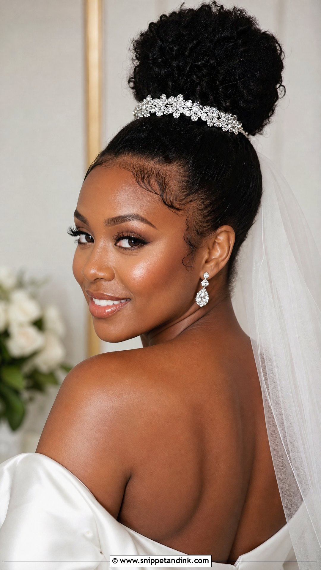 Black Bride High Bun Wedding Hairstyle - Snippet and Ink - 15 Black Bride Wedding Hairstyles