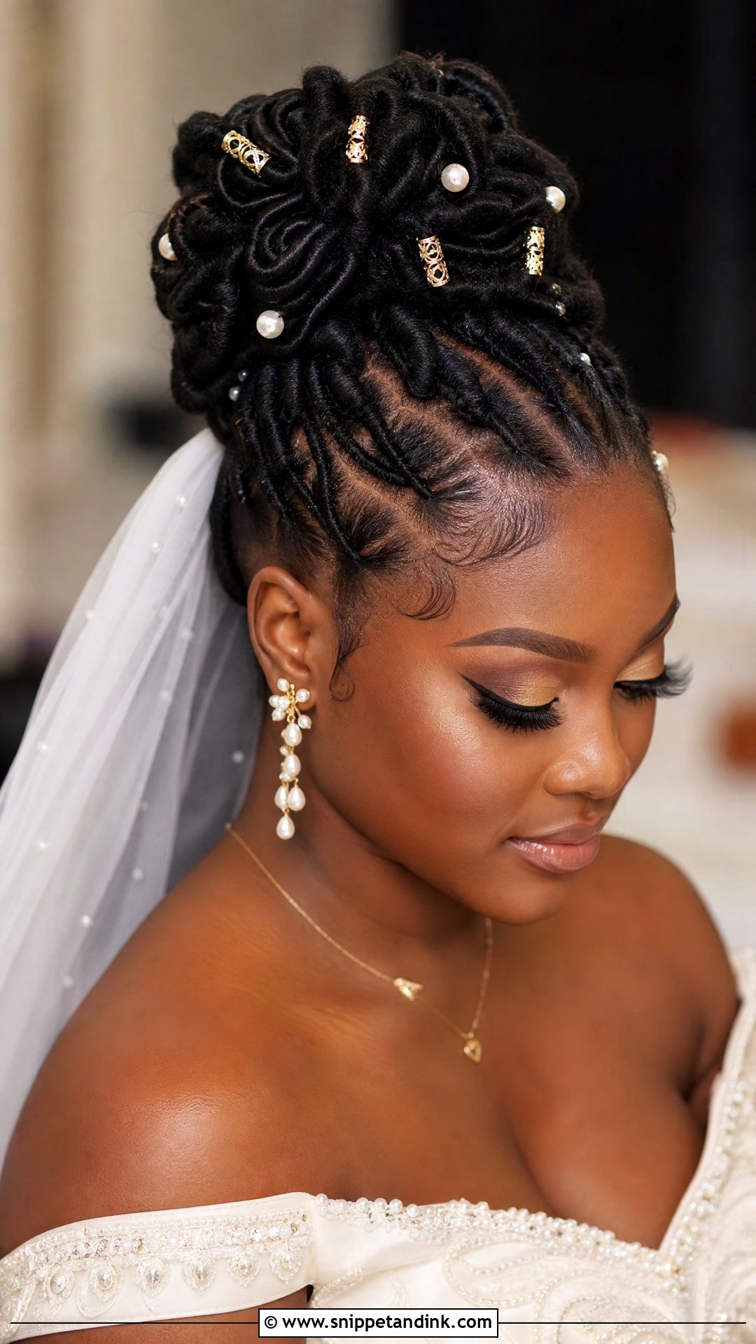 Black Bride Loc Updo Wedding Hairstyle - Snippet and Ink - 15 Black Bride Wedding Hairstyles