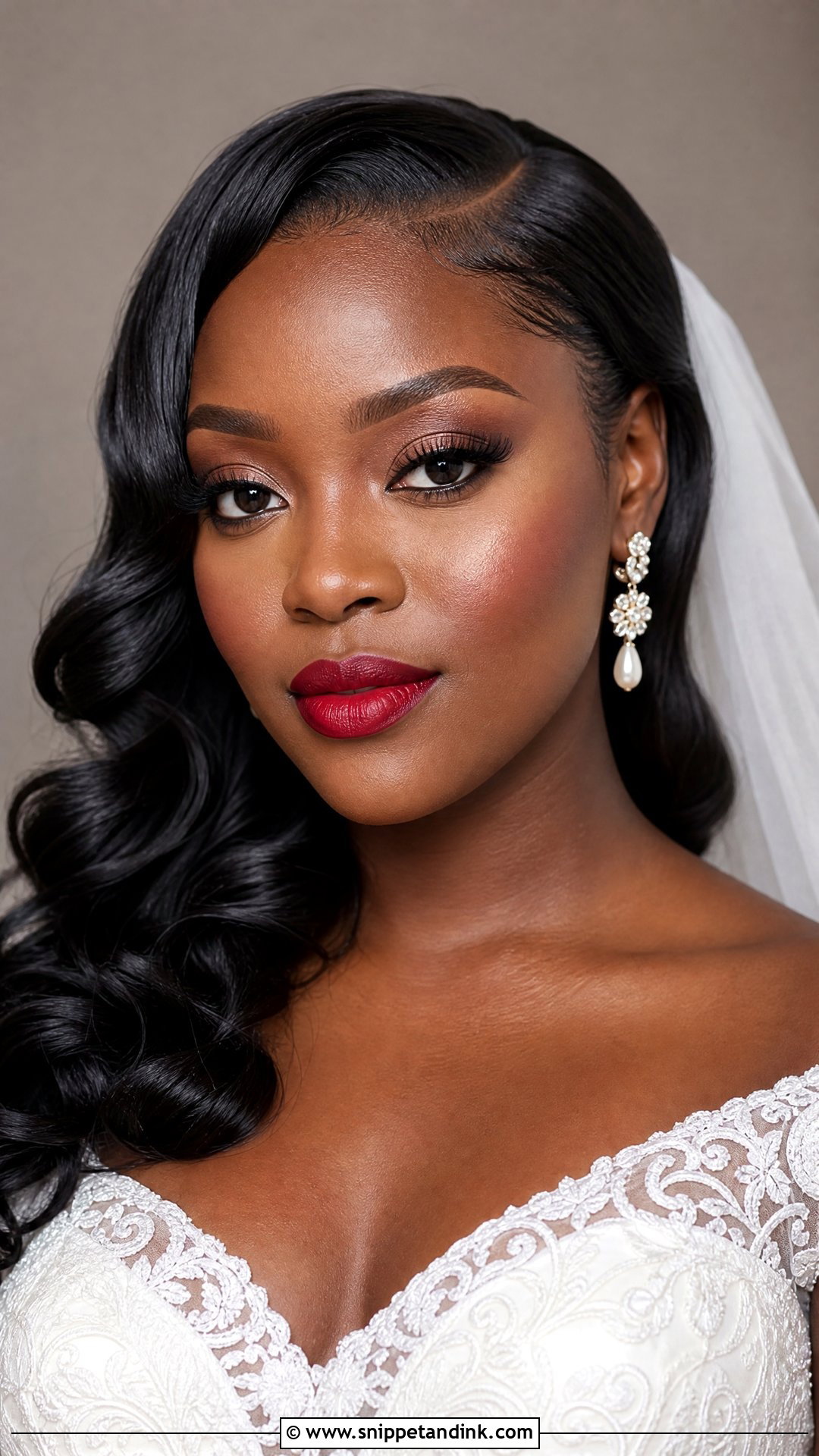 Black Bride Red Lip Makeup - Snippet and Ink - 25 Black Bride Wedding Makeup Ideas