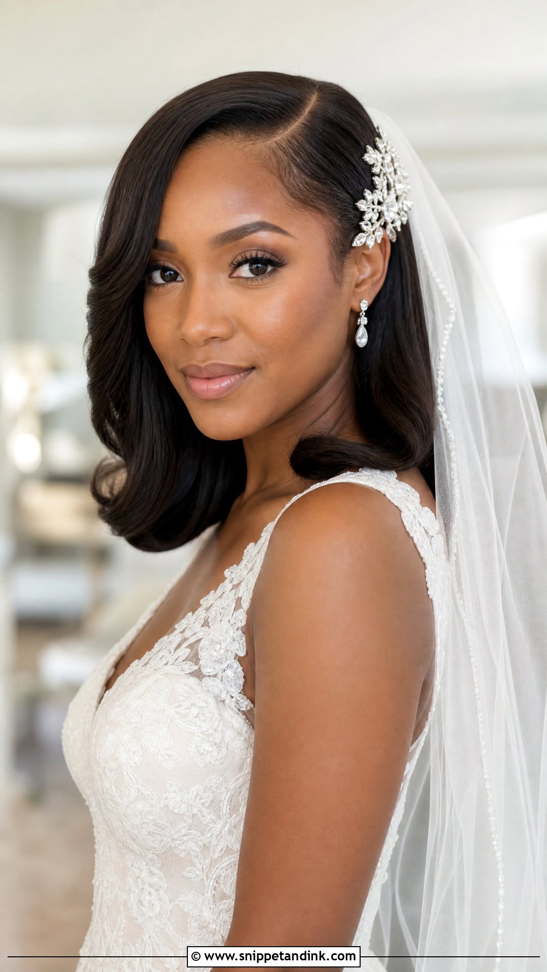 Black Bride Silk Press Wedding Hairstyle - Snippet and Ink - 15 Black Bride Wedding Hairstyles