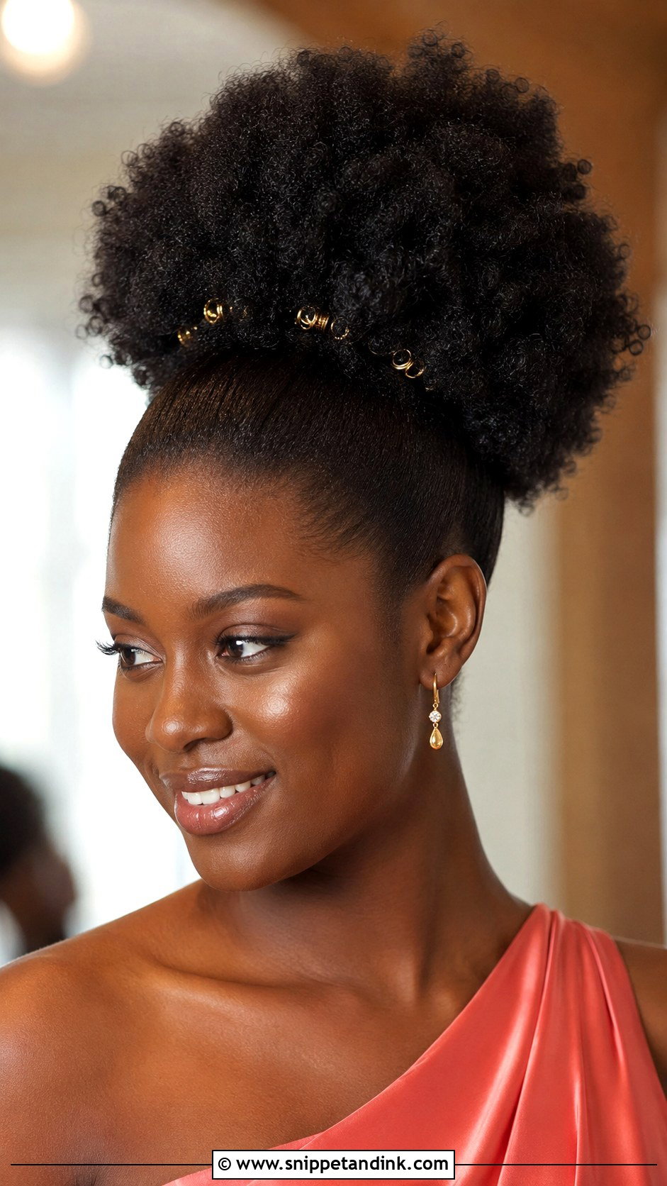 Black Bridesmaid Afro Puff - Snippet and Ink - 20 Black Bridesmaid Hairstyles