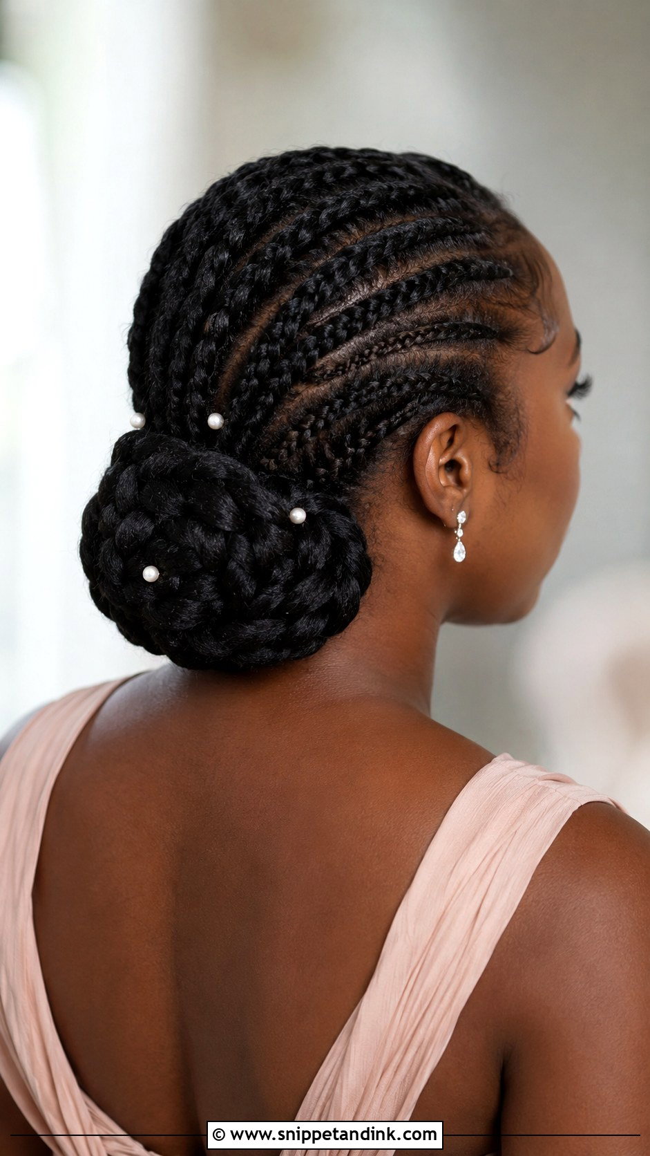 Black Bridesmaid Braided Bun - Snippet and Ink - 20 Black Wedding Hairstyles Bridesmaid