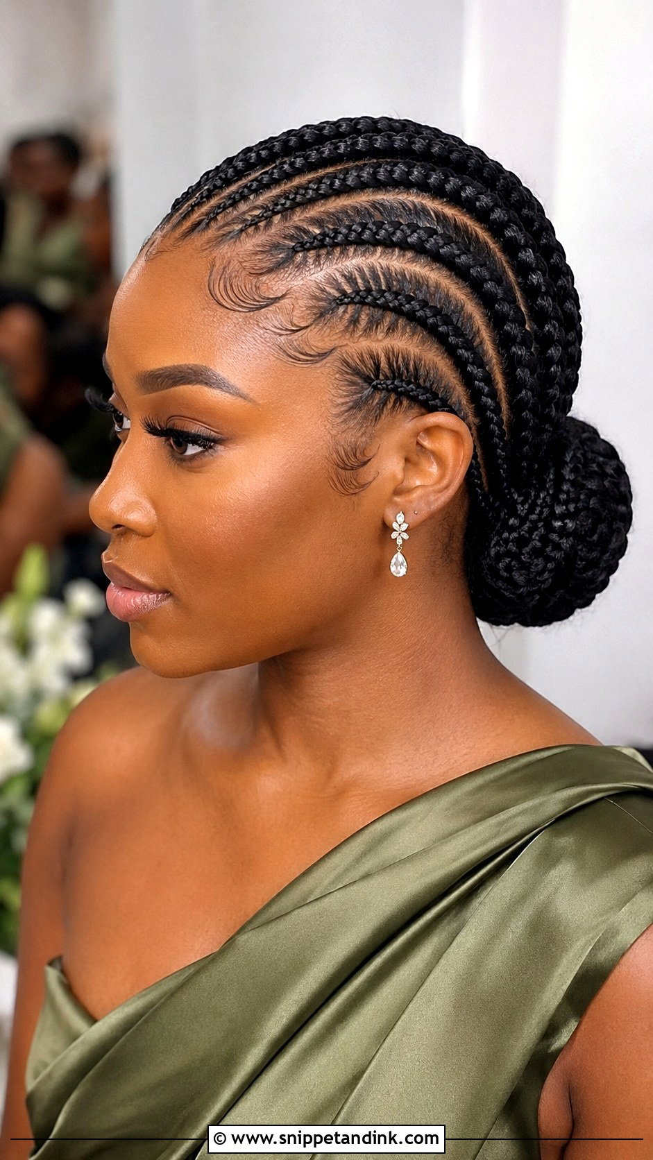 Black Bridesmaid Cornrow Bun - Snippet and Ink - 20 Black Bridesmaid Hairstyles