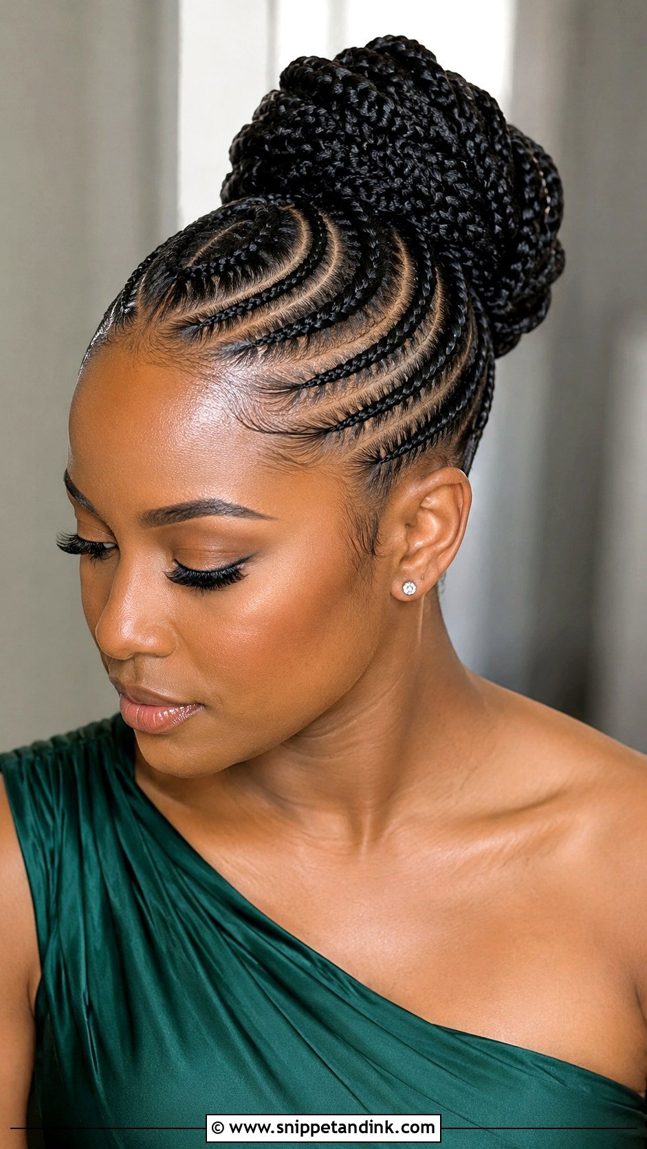 Black Bridesmaid Cornrow Updo - Snippet and Ink - 20 Black Wedding Hairstyles Bridesmaid