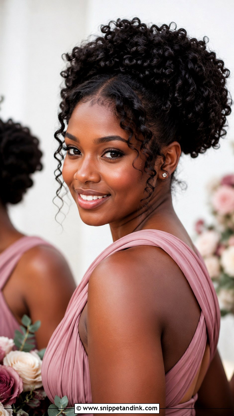 Black Bridesmaid Curly Updo - Snippet and Ink - 20 Black Bridesmaid Hairstyles