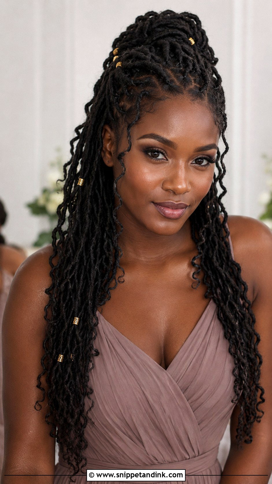 Black Bridesmaid Faux Locs - Snippet and Ink - 20 Black Wedding Hairstyles Bridesmaid