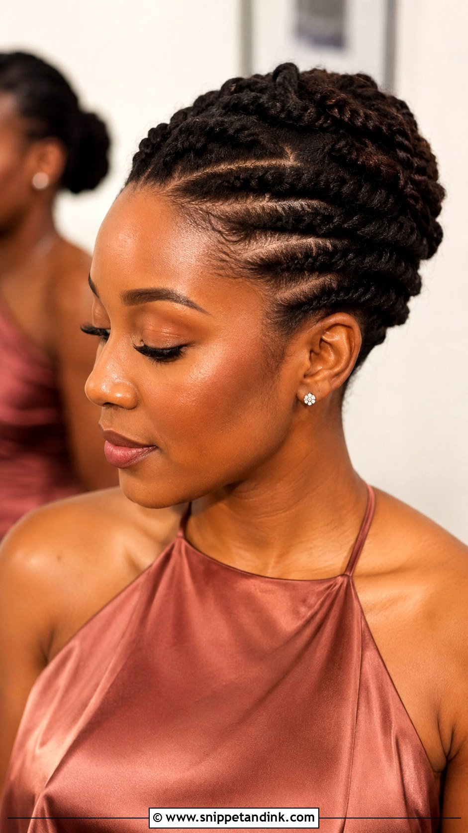 Black Bridesmaid Flat Twist Updo - Snippet and Ink - 20 Black Bridesmaid Hairstyles