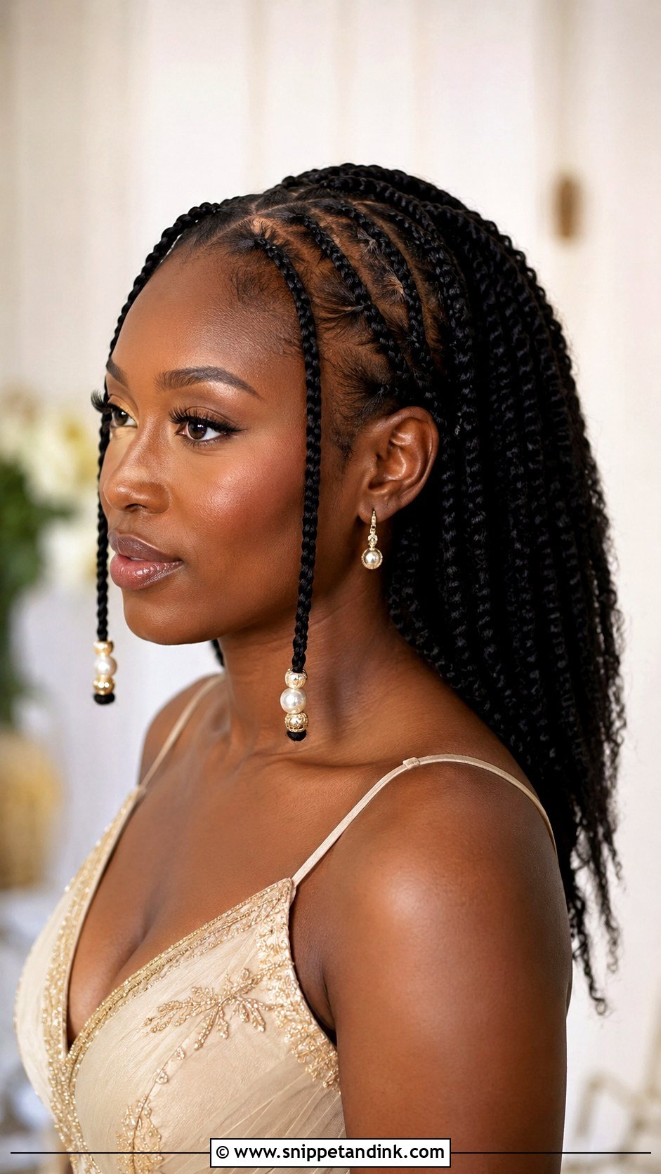 Black Bridesmaid Fulani Braids - Snippet and Ink - 20 Black Wedding Hairstyles Bridesmaid