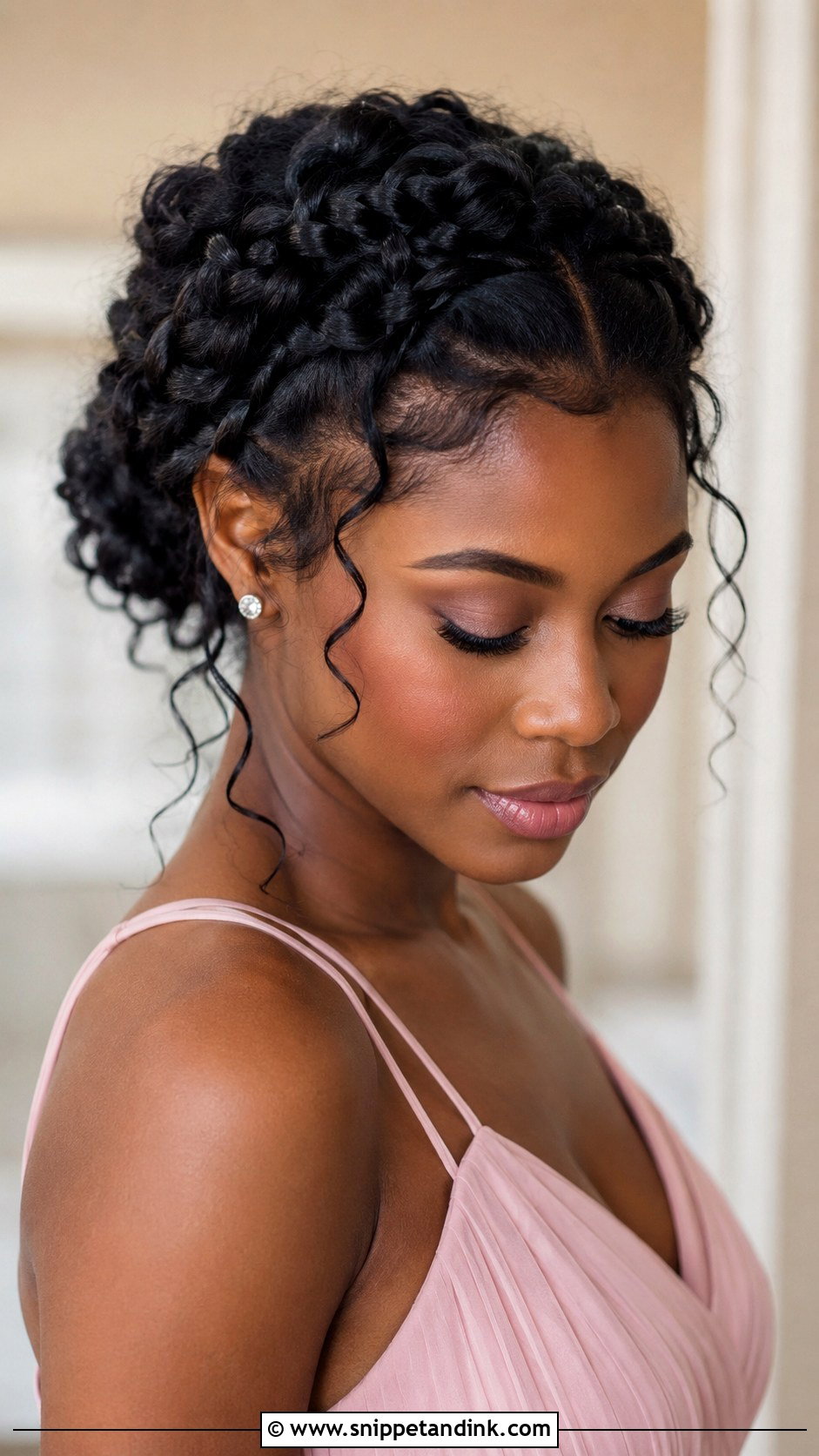 Black Bridesmaid Goddess Braids - Snippet and Ink - 20 Black Wedding Hairstyles Bridesmaid