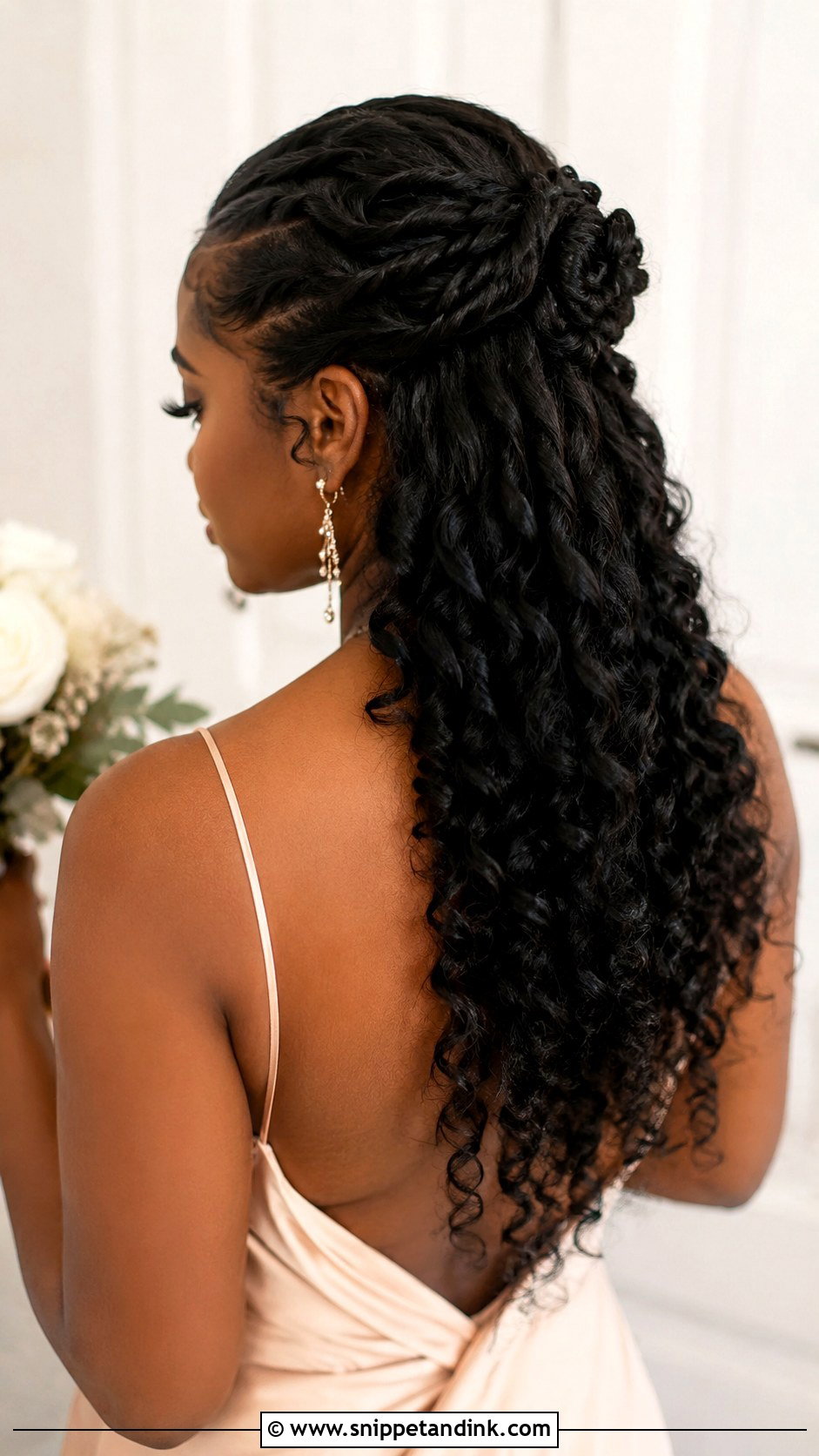 Black Bridesmaid Half Up Half Down - Snippet and Ink - 20 Black Wedding Hairstyles Bridesmaid