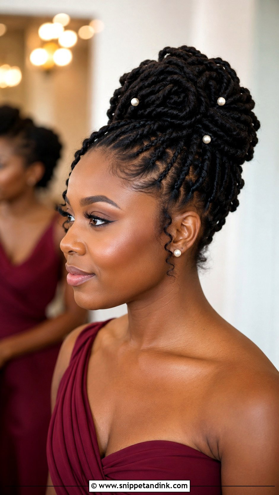 Black Bridesmaid Loc Updo - Snippet and Ink - 20 Black Wedding Hairstyles Bridesmaid