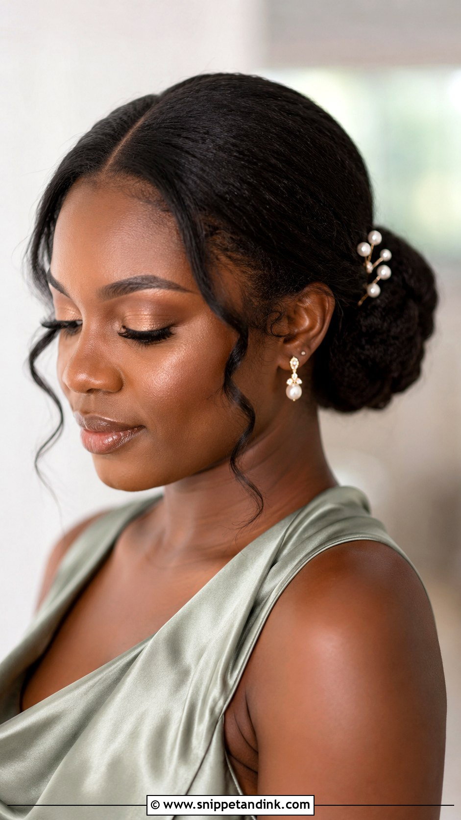 Black Bridesmaid Low Bun - Snippet and Ink - 20 Black Bridesmaid Hairstyles