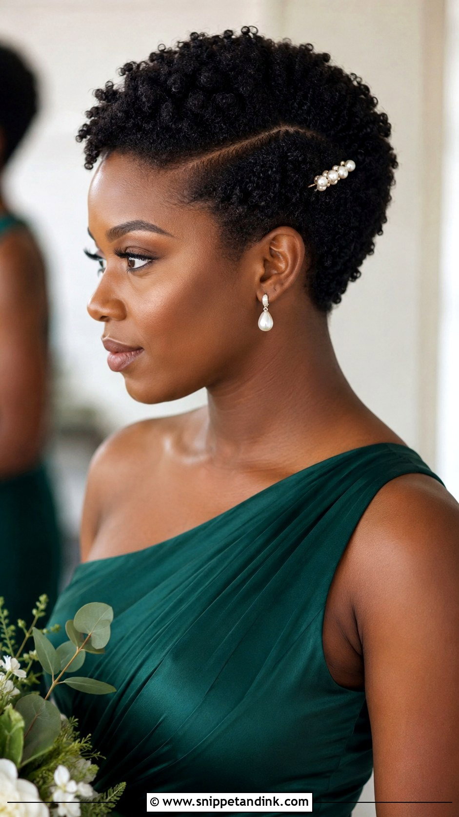 Black Bridesmaid Short Natural Hair - Snippet and Ink - 20 Black Wedding Hairstyles Bridesmaid