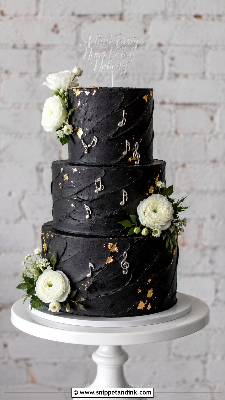 Black Buttercream Wedding Cake - Snippet and Ink - 20 Rock and Roll Wedding Cake Ideas
