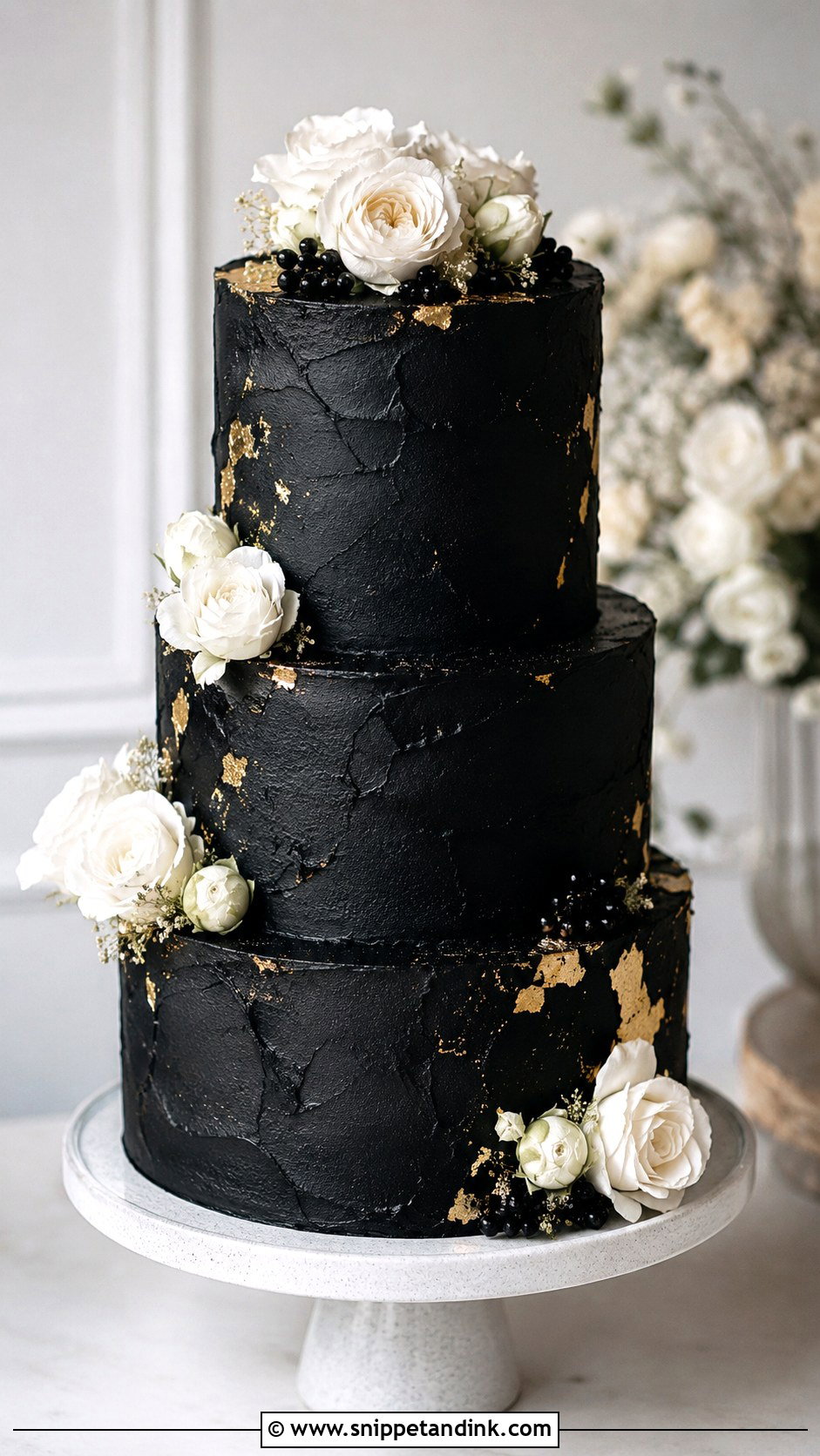 Black Buttercream Wedding Cake - Snippet and Ink - 20 Black Colour Cake Design Ideas for Wedding