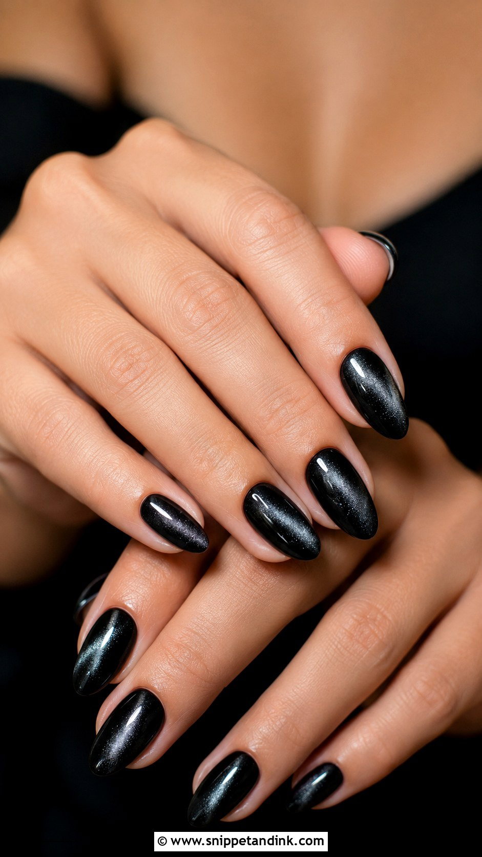 Black Cat Eye Bridesmaid Nails - Snippet and Ink - 20 Black Bridesmaid Wedding Nails
