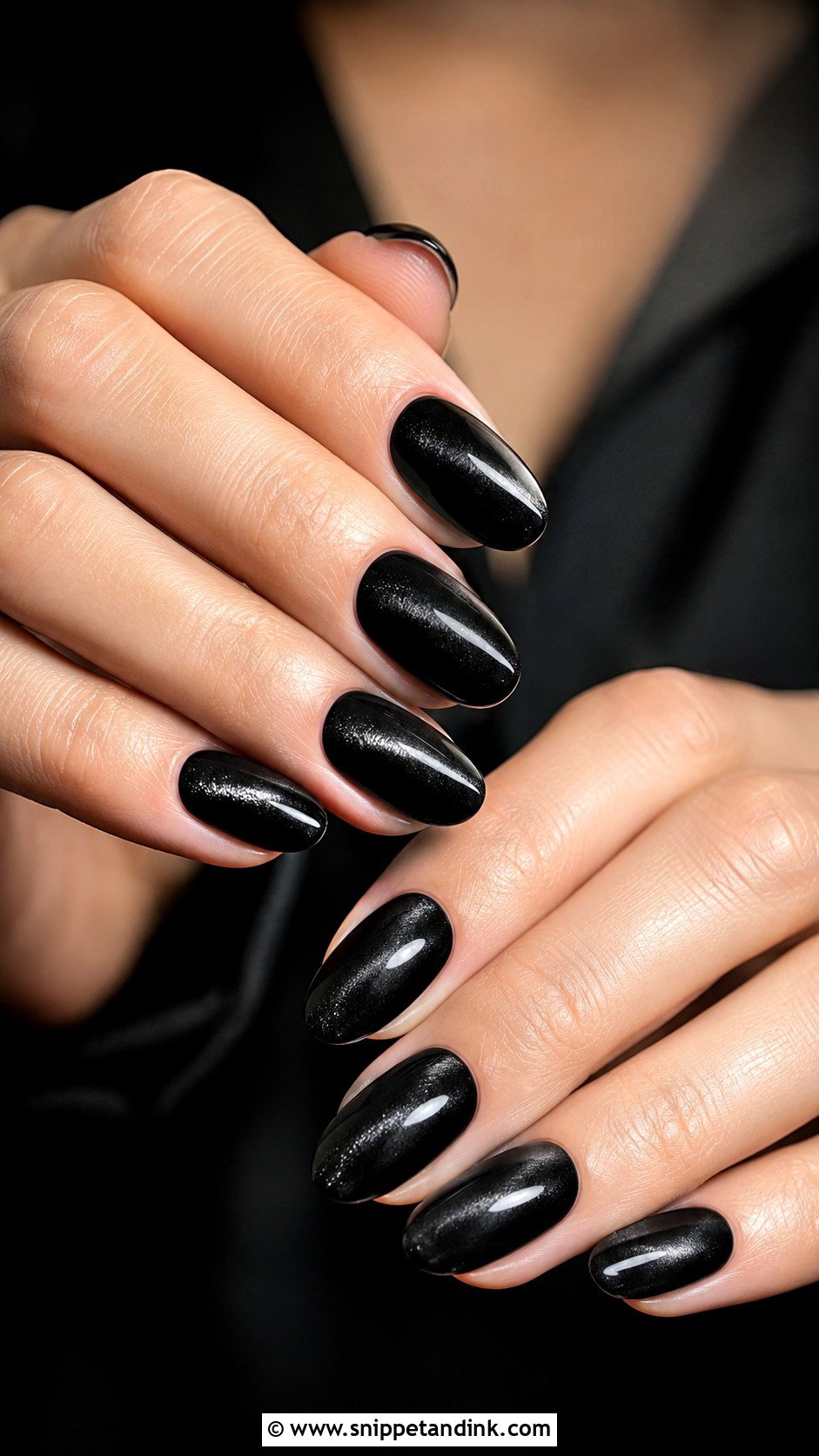 Black Cat Eye Wedding Nails - Snippet and Ink - 30 Black Wedding Nails
