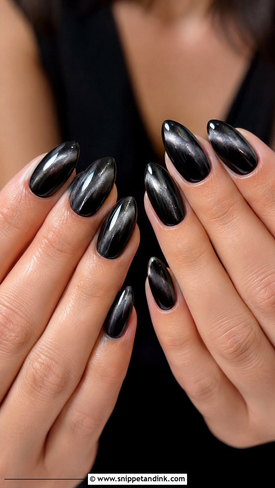 Black Cat Eye Wedding Nails - Snippet and Ink - 20 Classy Black Wedding Nails