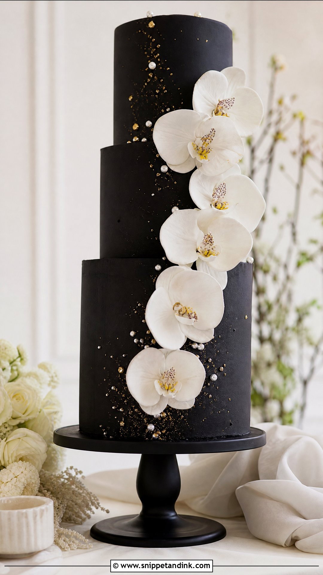 Black Chocolate Wedding Cake - Snippet and Ink - 25 Chocolate Wedding Cake Ideas