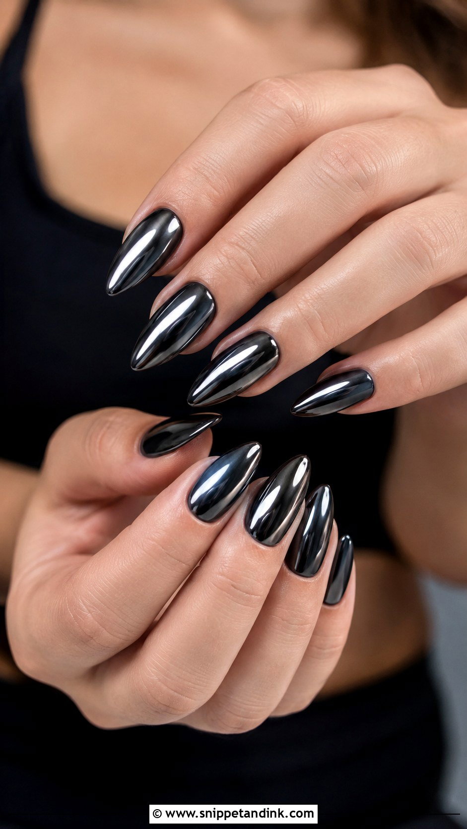 Black Chrome Alt Wedding Nails - Snippet and Ink - 20 Alt Wedding Nails