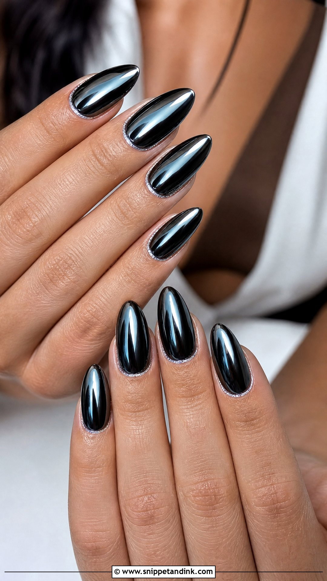 Black Chrome Bridal Nails - Snippet and Ink - 25 Black Bridal Nails