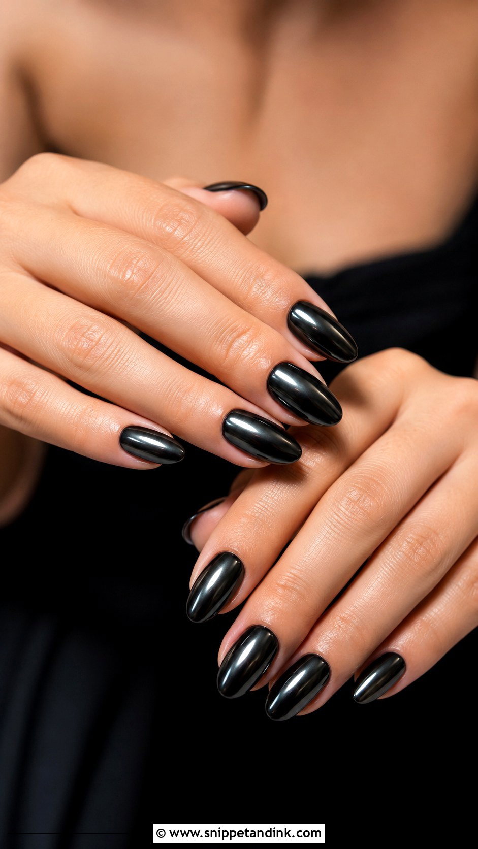 Black Chrome Bridesmaid Nails - Snippet and Ink - 20 Black Bridesmaid Wedding Nails
