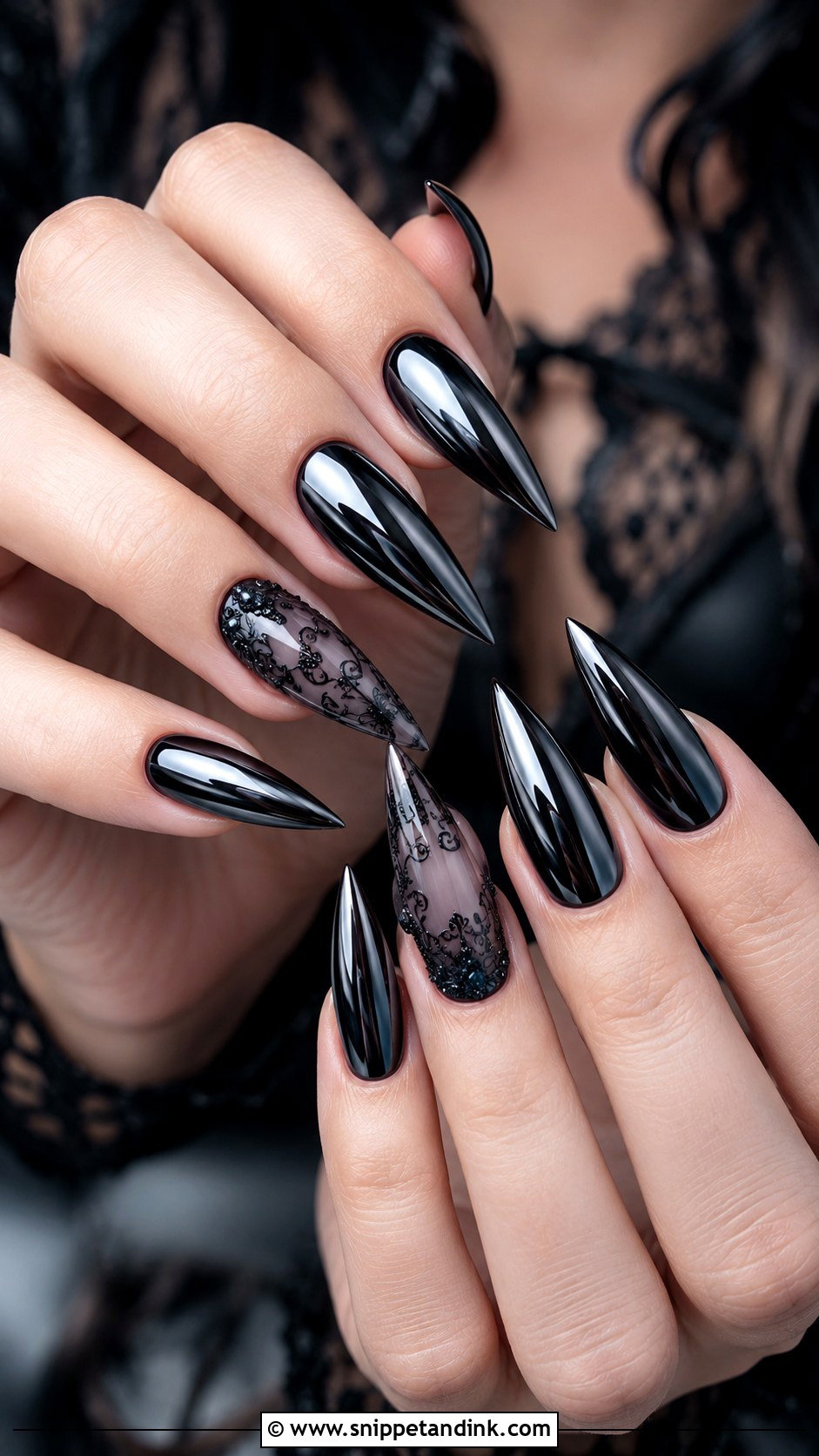 Black Chrome Gothic Wedding Nails - Snippet and Ink - 20 Gothic Wedding Nails