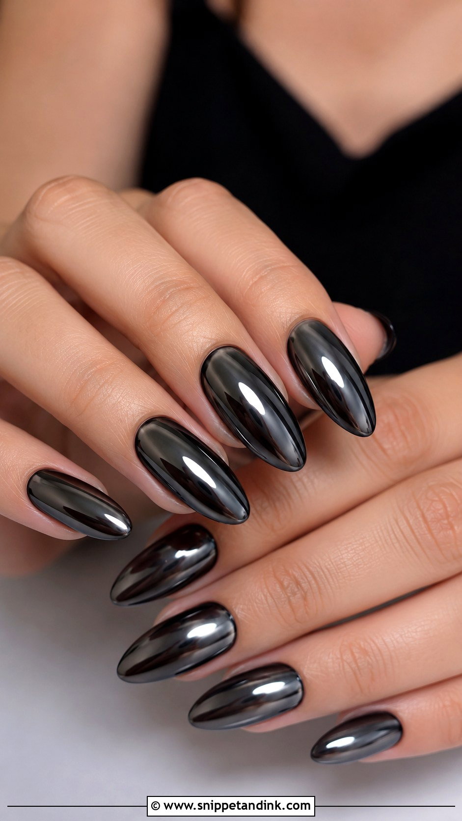 Black Chrome Wedding Nails - Snippet and Ink - 20 Classy Black Wedding Nails