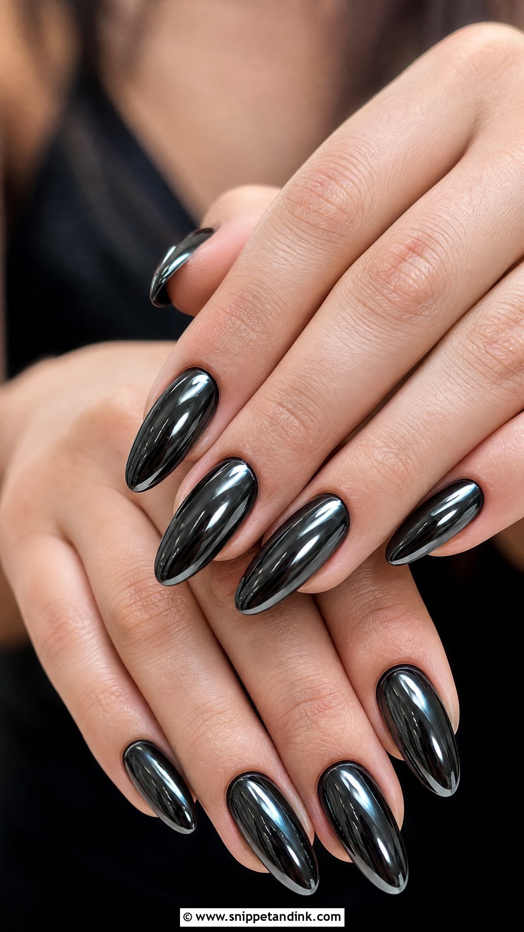 Black Chrome Wedding Nails - Snippet and Ink - 25 Black Wedding Nails for Bride
