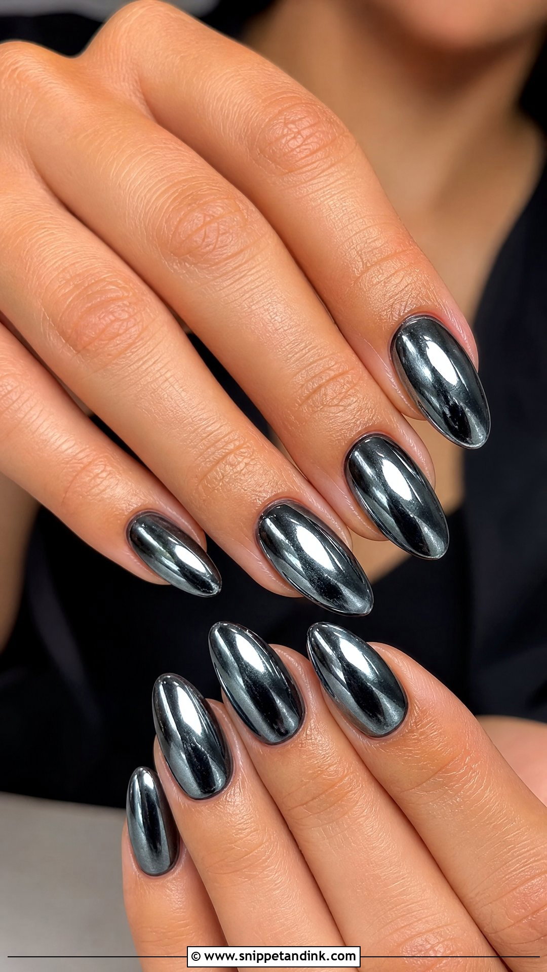Black Chrome Wedding Nails - Snippet and Ink - 25 Dark Wedding Nails
