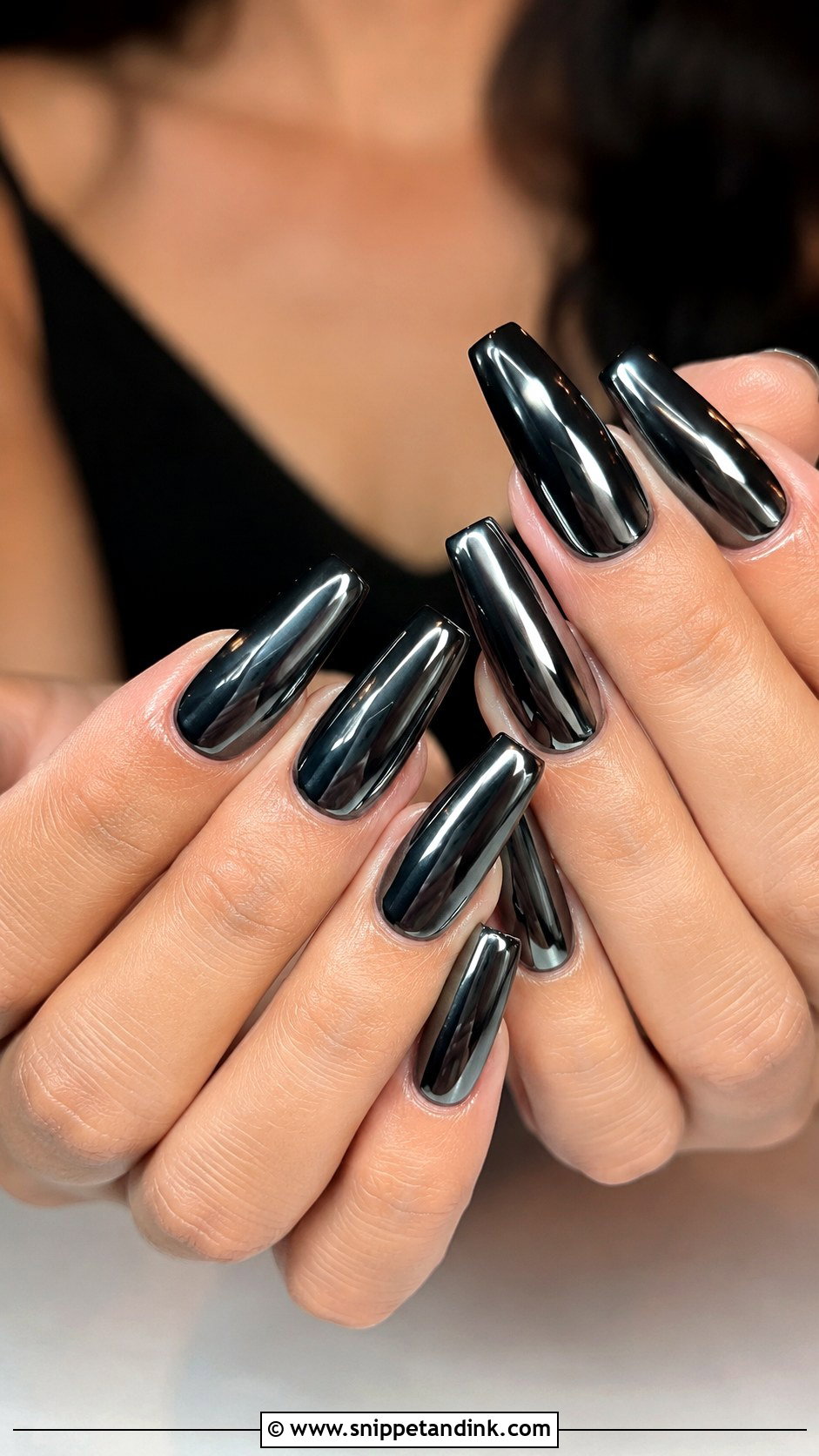 Black Chrome Wedding Nails - Snippet and Ink - 30 Black Wedding Nails