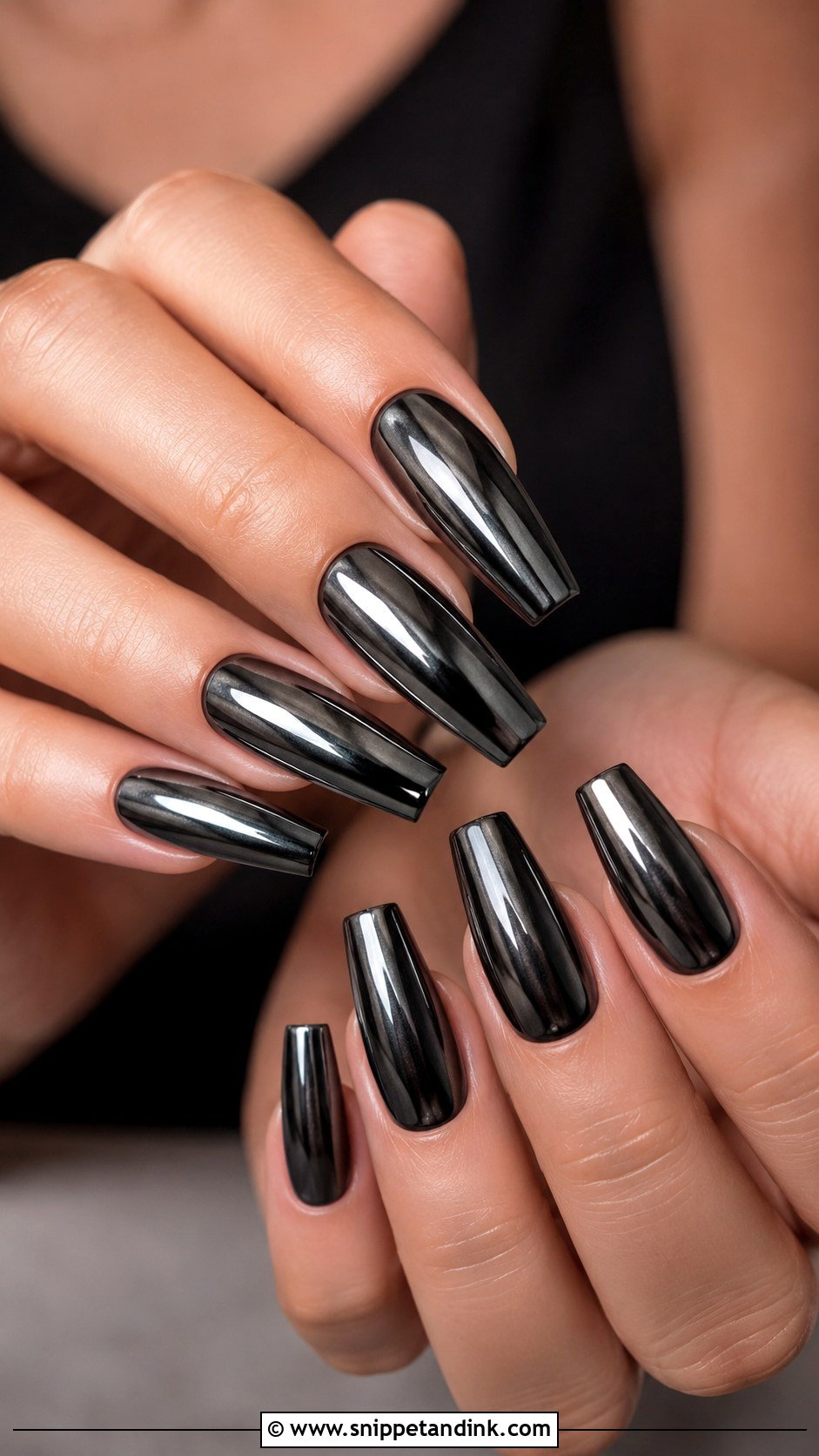 Black Chrome Wedding Nails - Snippet and Ink - 20 Black Nails for Wedding
