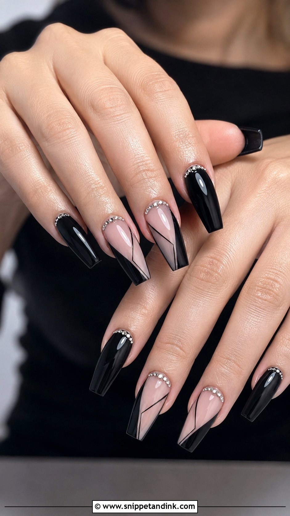 Black Coffin Wedding Nails - Snippet and Ink - 20 Classy Black Wedding Nails