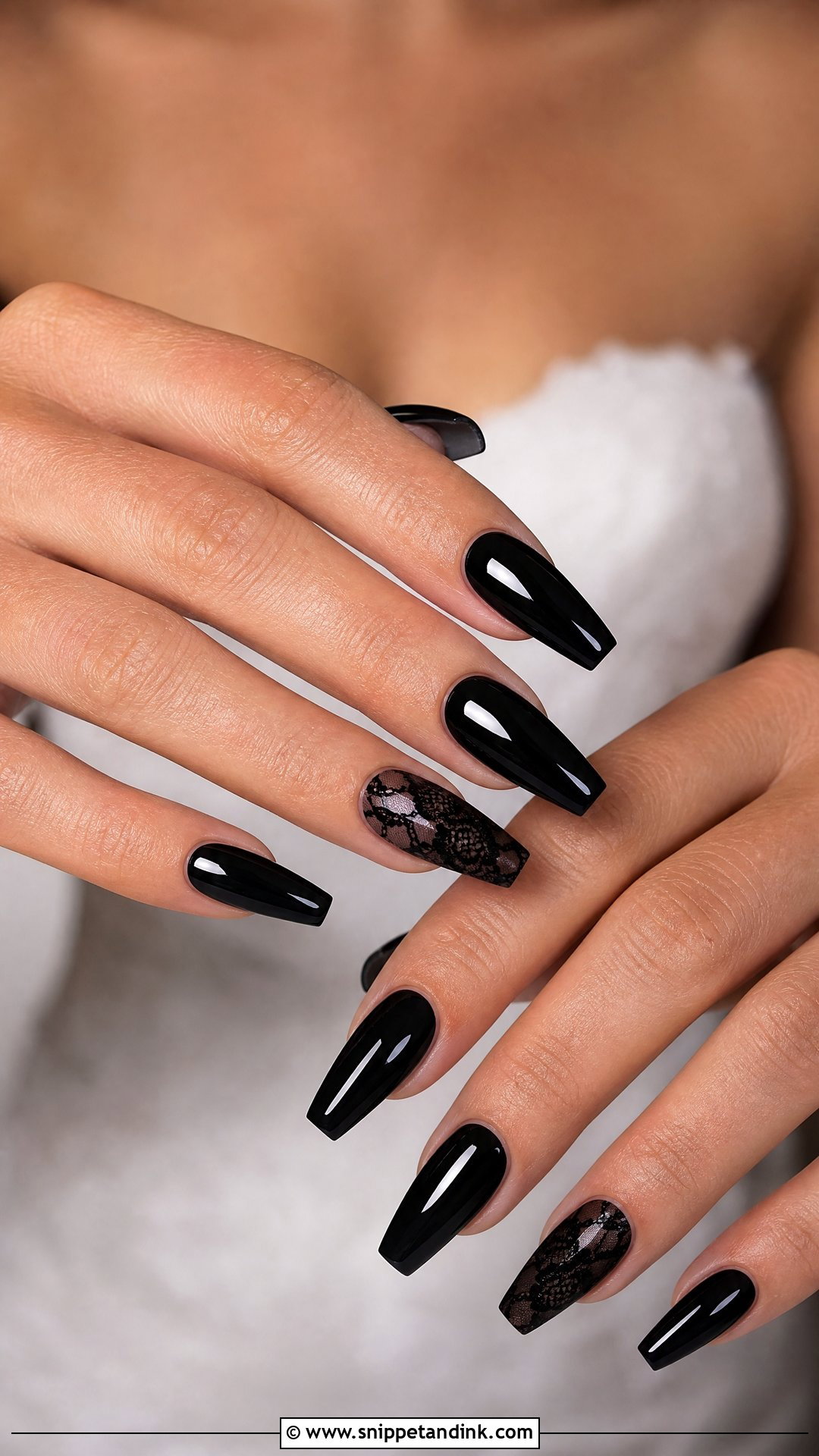 Black Coffin Wedding Nails - Snippet and Ink - 25 Black Wedding Nails for Bride