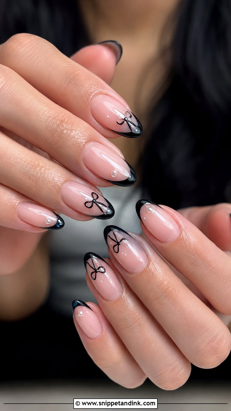 Black Coquette Wedding Nails - Snippet and Ink - 30 Black Wedding Nails